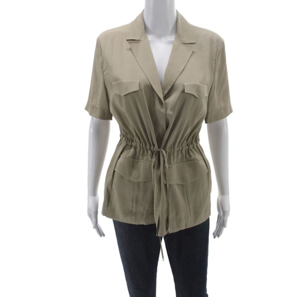 Lavia 18 Womens Military Jacket Beige Drawstring Short Sleeve Acetate Size 44